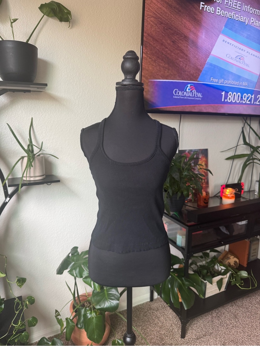 Zara Black Ribbed Scoop Tank